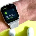 Apple Watch Workout app on someone's wrist