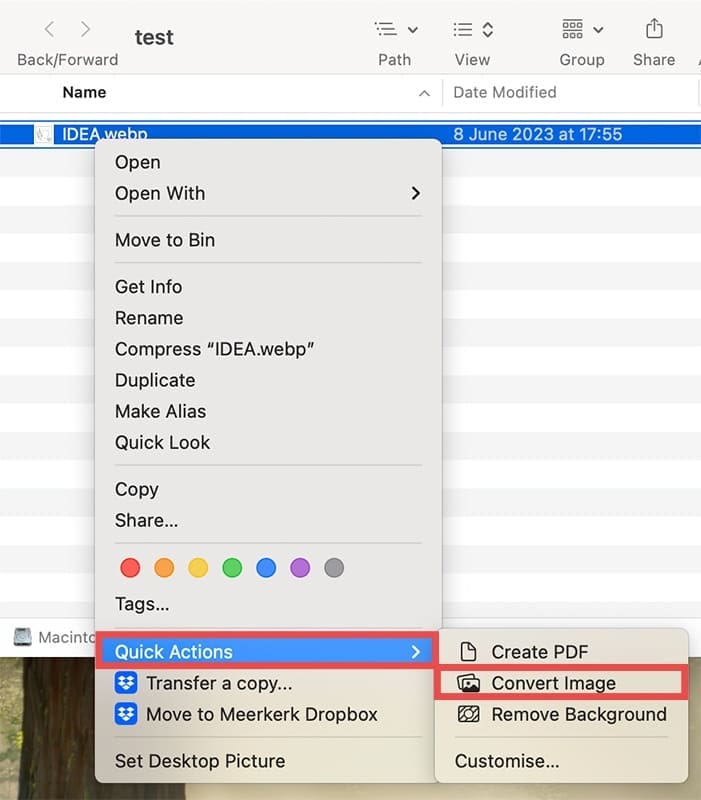 How to Convert a WEBP File to JPG or PNG on Mac Automatically 3